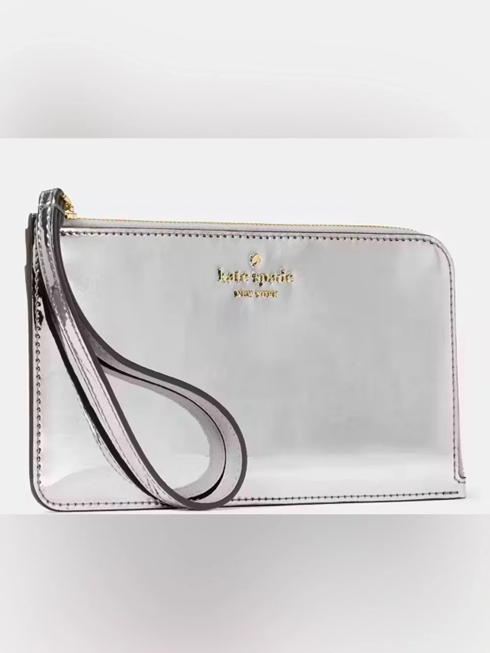 Kate Spade Lucy Mirror Metallic Medium L-Zip Wristlet